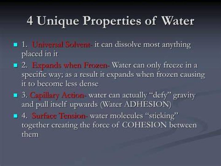 What are the 4 unique properties of water?