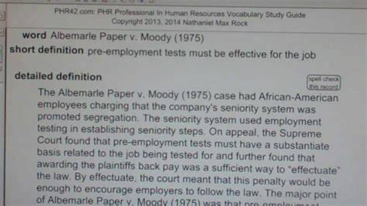 What was the key issue in Albemarle Paper V Moody 1975?