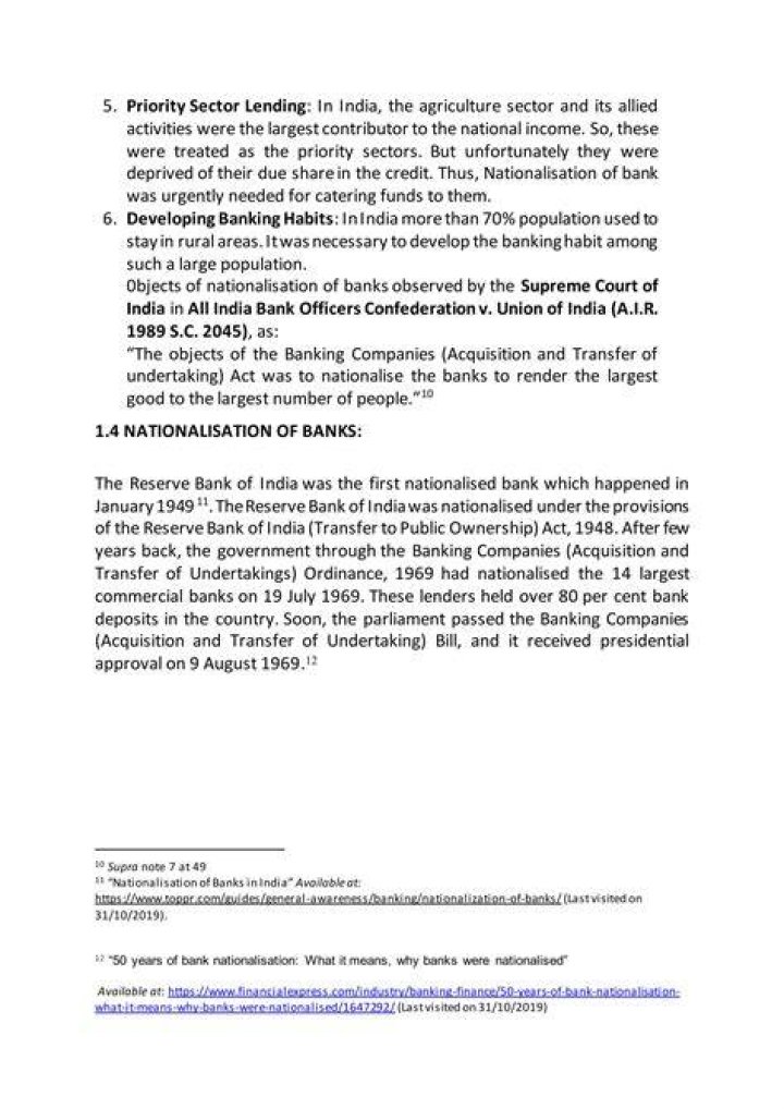 Why was nationalisation of banks needed?